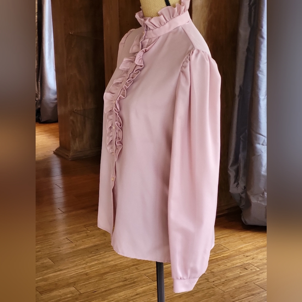 Paddy Lee Vintage Rose Pink Polyester Blouse Size 12 - Picture 4 of 8